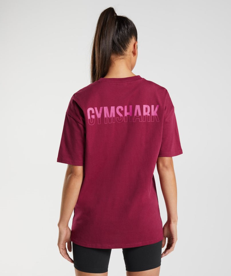 Women\'s Gymshark Fraction Oversized T-Shirts Fuchsia | NZ 6AXMZG